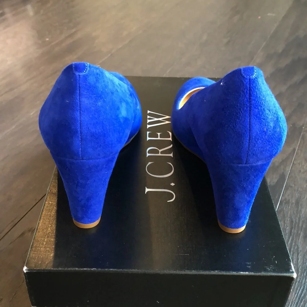 J Crew Martina suede wedges 7 blue purple - Picture 3 of 6
